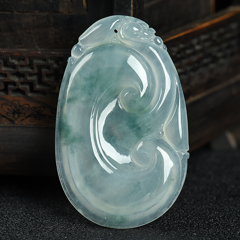 缅甸翡翠金枝玉叶吊坠-红掌柜