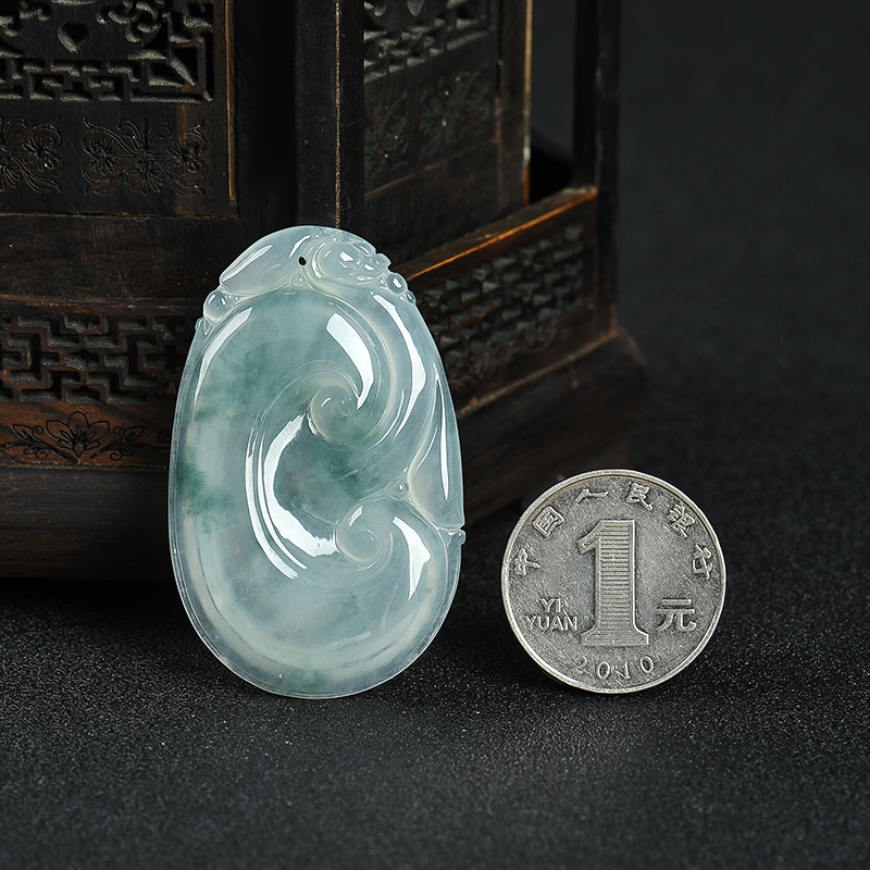 缅甸天然翡翠金枝玉叶吊坠-红掌柜