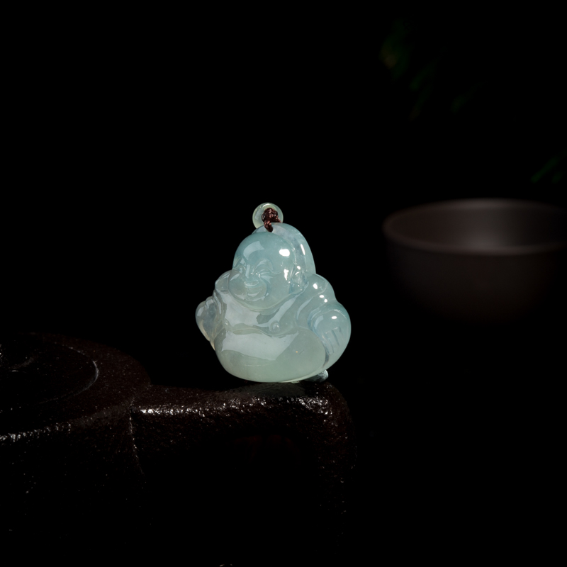 天然缅甸糯冰种翡翠吊坠-红掌柜