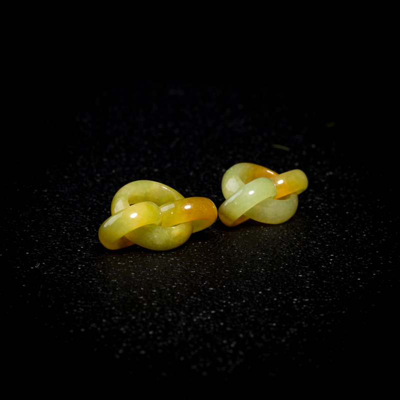 天然缅甸糯种黄翡耳坠-红掌柜