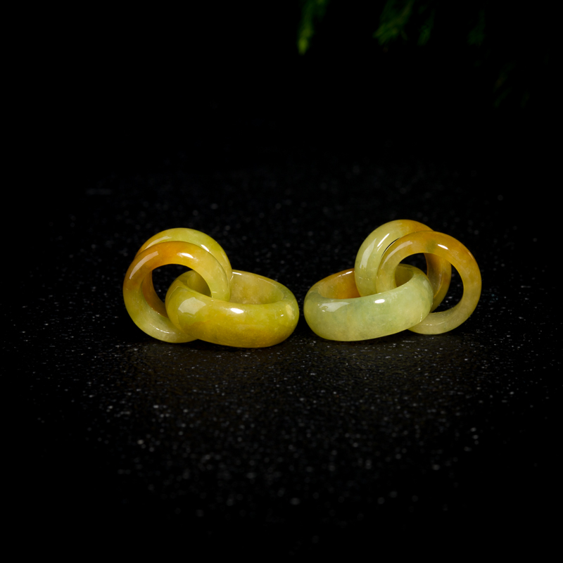 缅甸糯种黄翡耳坠（一对）-红掌柜