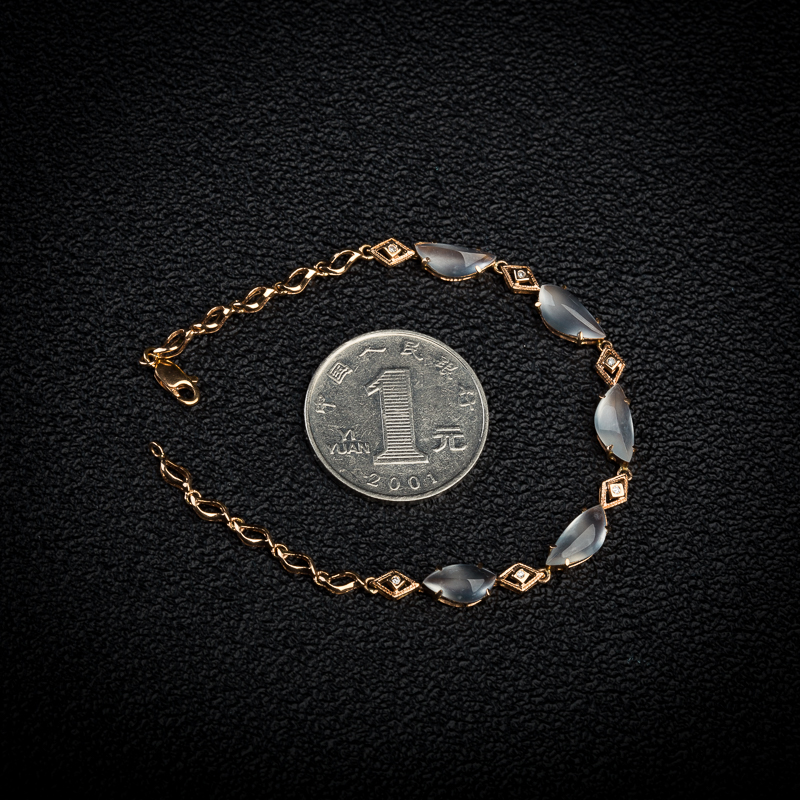 18K天然缅甸冰种翡翠手链-红掌柜