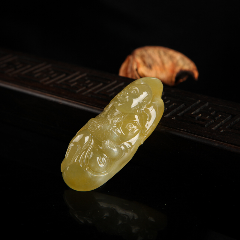 糯种黄翡吊坠-红掌柜