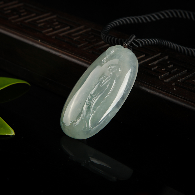 糯冰种翡翠禅悟吊坠-红掌柜