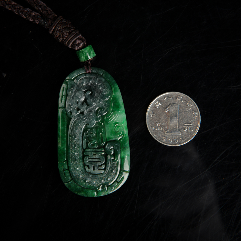 天然翡翠龙凤呈祥吊坠-红掌柜