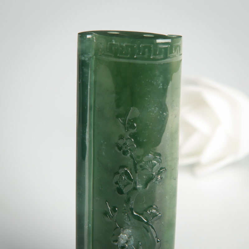 天然糯种深绿翡翠梅花吊坠-红掌柜