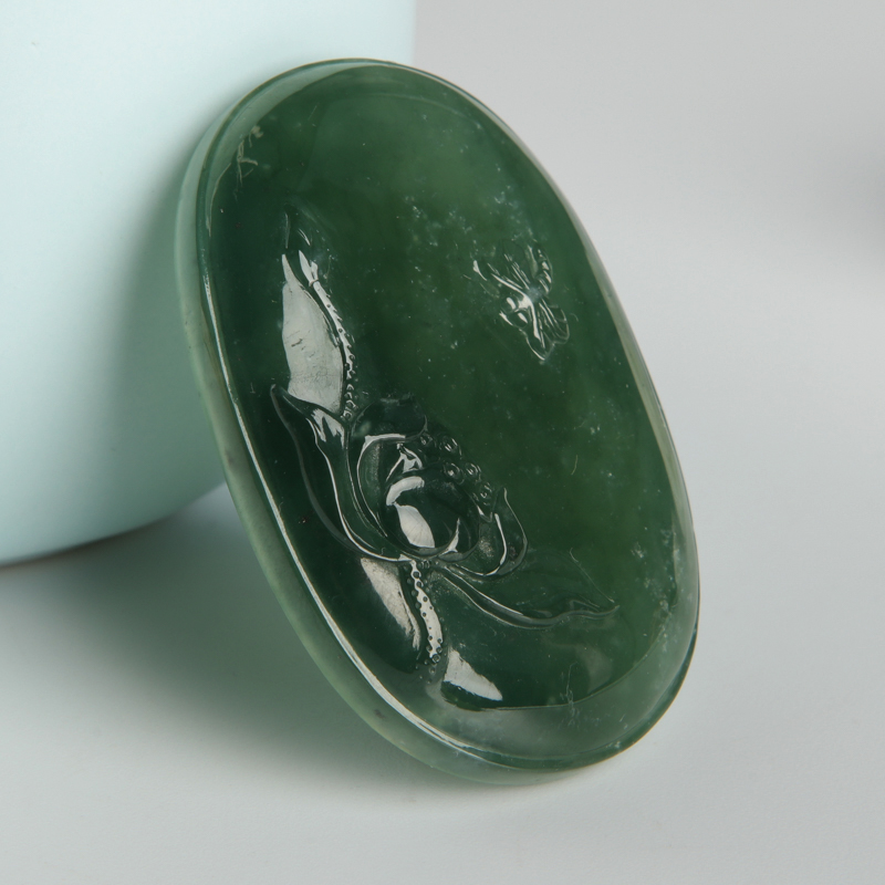 天然糯种深绿翡翠一品清廉吊坠-红掌柜