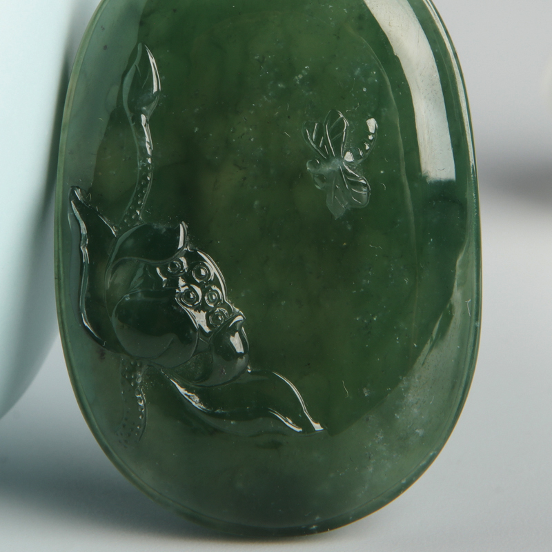 天然深绿翡翠一品清廉吊坠-红掌柜