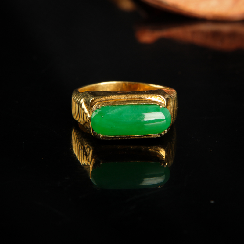 天然翡翠戒面-红掌柜