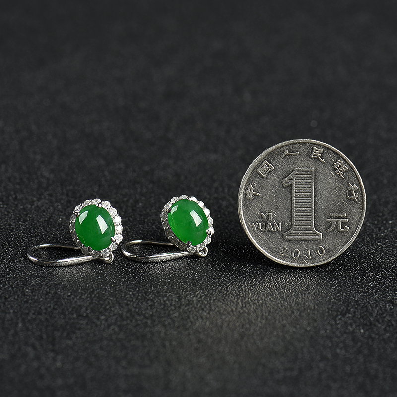 缅甸翡翠耳坠-红掌柜