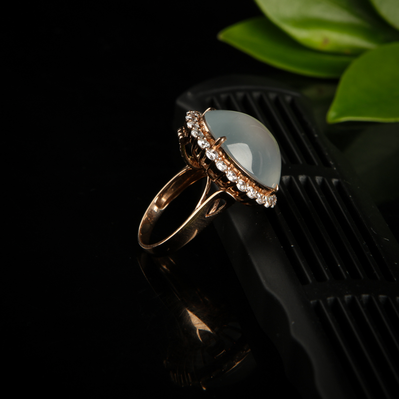 18K天然糯冰种翡翠戒指吊坠两用款-红掌柜