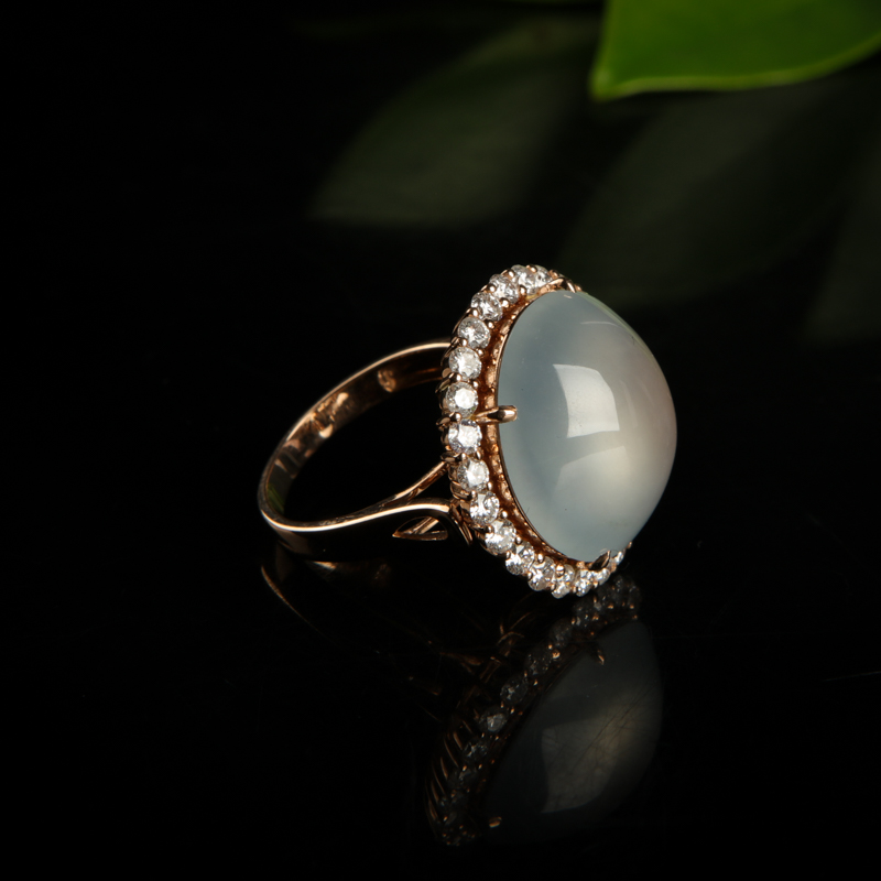 18K糯冰种翡翠戒指-红掌柜