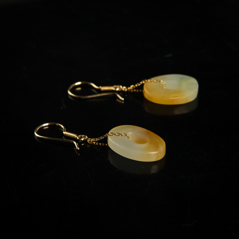 缅甸黄翡耳坠-红掌柜