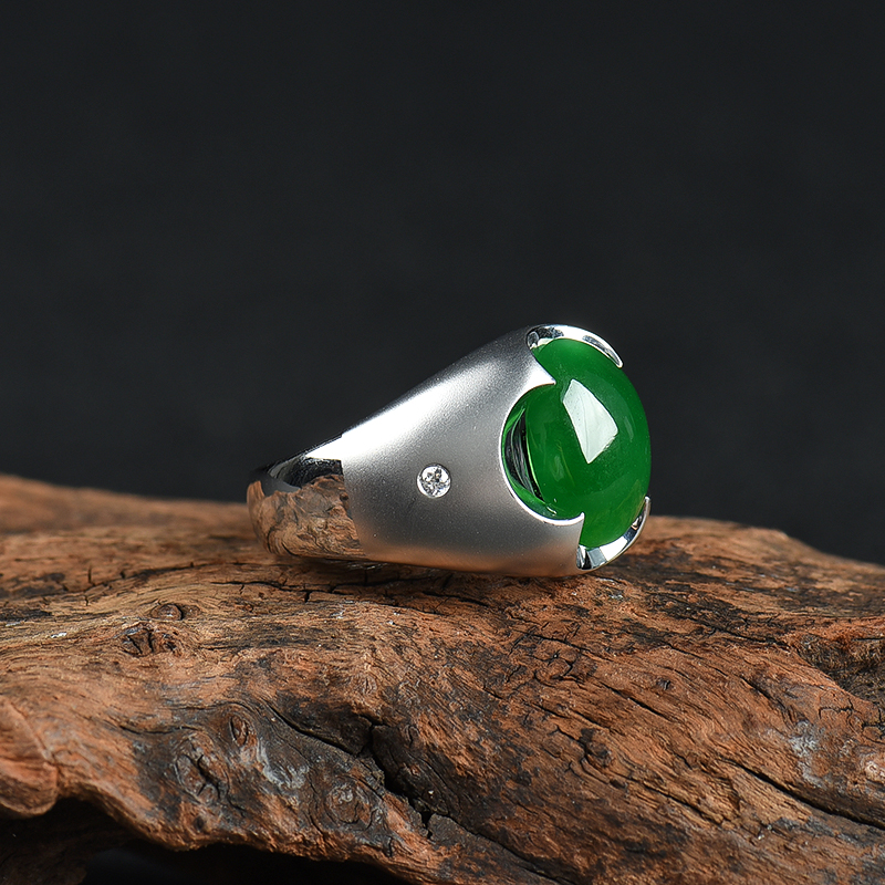 糯种翠绿翡翠戒指-红掌柜