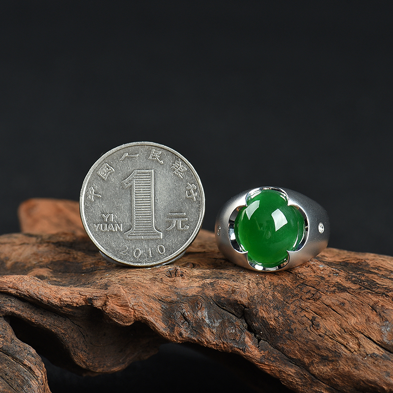 糯种翡翠戒指-红掌柜