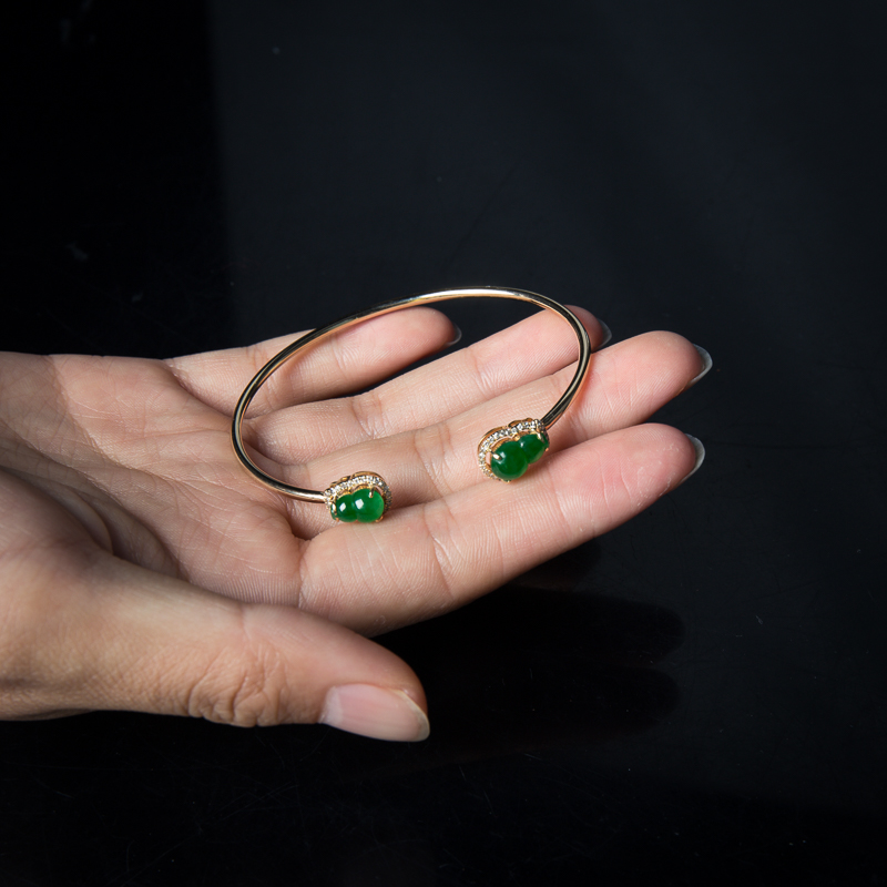 天然翡翠福禄手镯-红掌柜