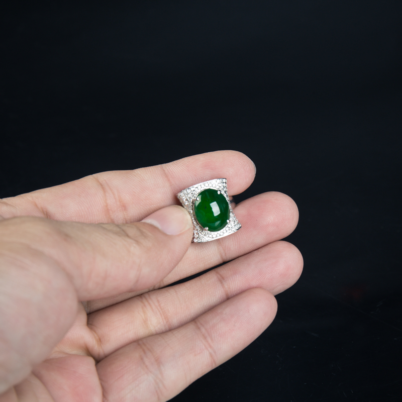 天然翡翠戒指-红掌柜