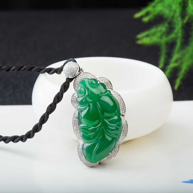 18K冰种翠绿翡翠金玉满堂吊坠-红掌柜