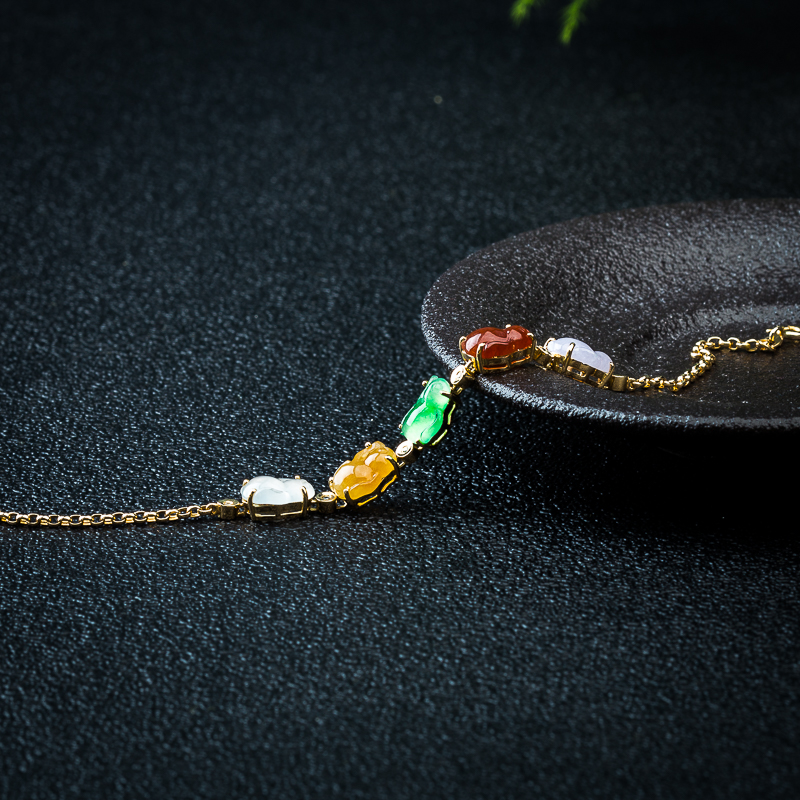 糯冰种翡翠玉兔手链-红掌柜