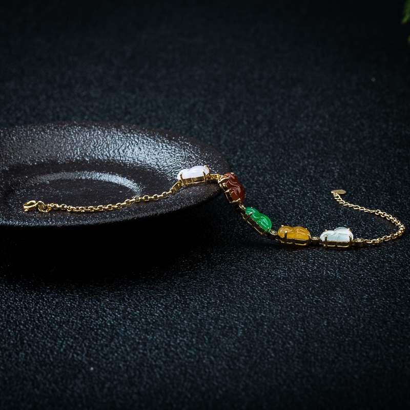 18K翡翠玉兔手链-红掌柜