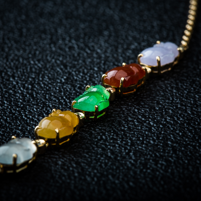 缅甸翡翠玉兔手链-红掌柜