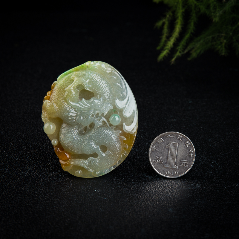 天然黄翡辰龙吊坠-红掌柜