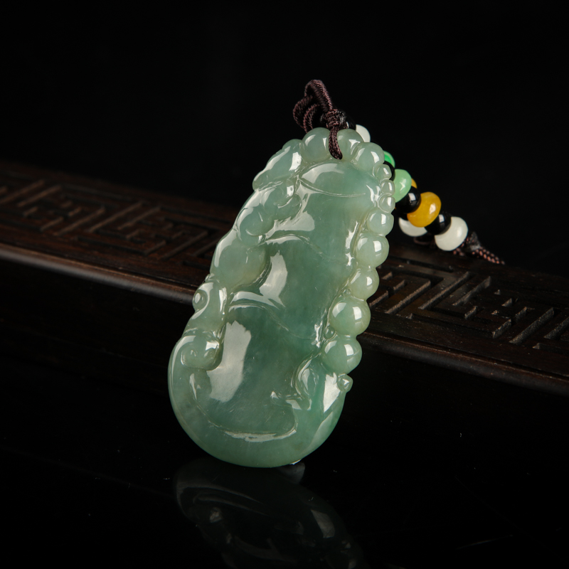 糯种翡翠节节高升吊坠-红掌柜
