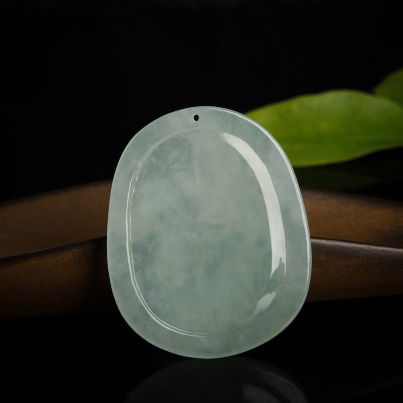 缅甸天然浅绿翡翠文殊菩萨吊坠-红掌柜