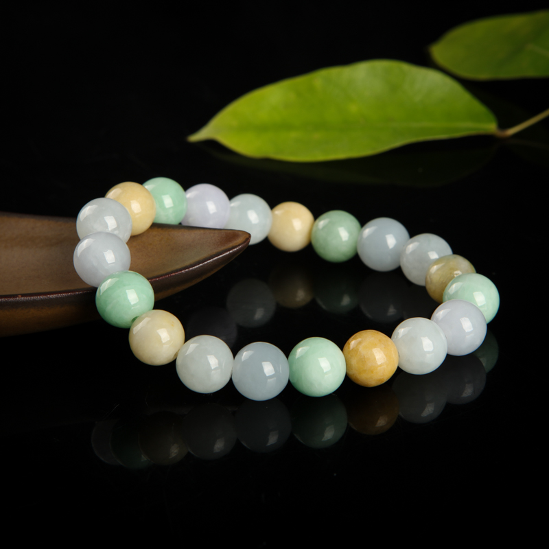 天然糯种翡翠单圈手串-红掌柜