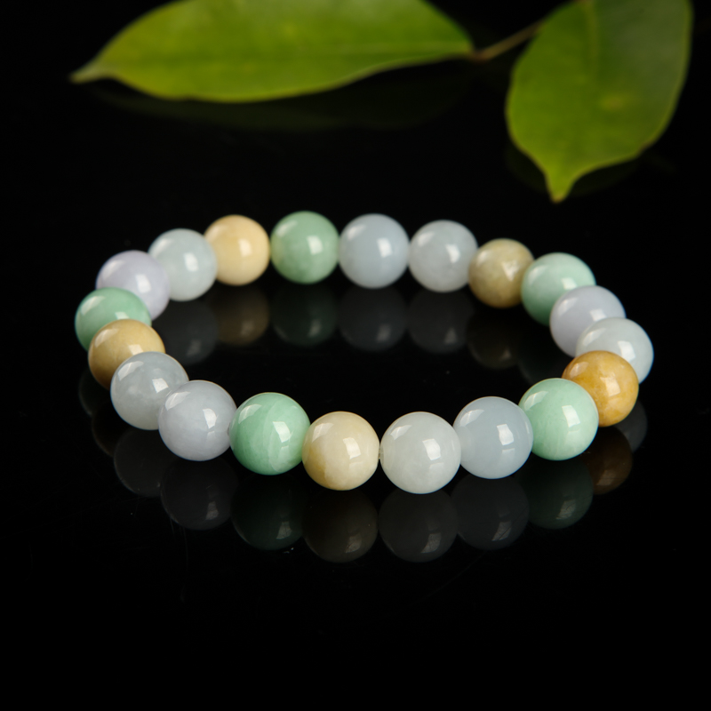 缅甸天然翡翠单圈手串-红掌柜