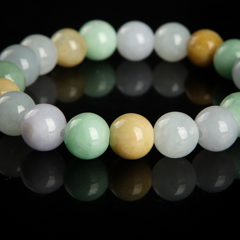 缅甸天然糯种翡翠手串-红掌柜