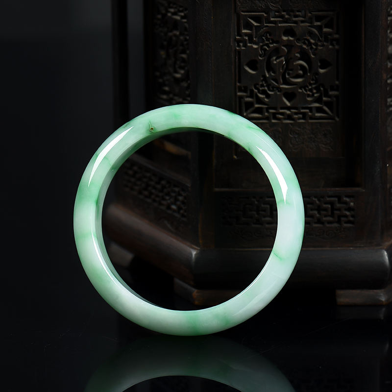 缅甸天然飘翠翡翠手镯-红掌柜