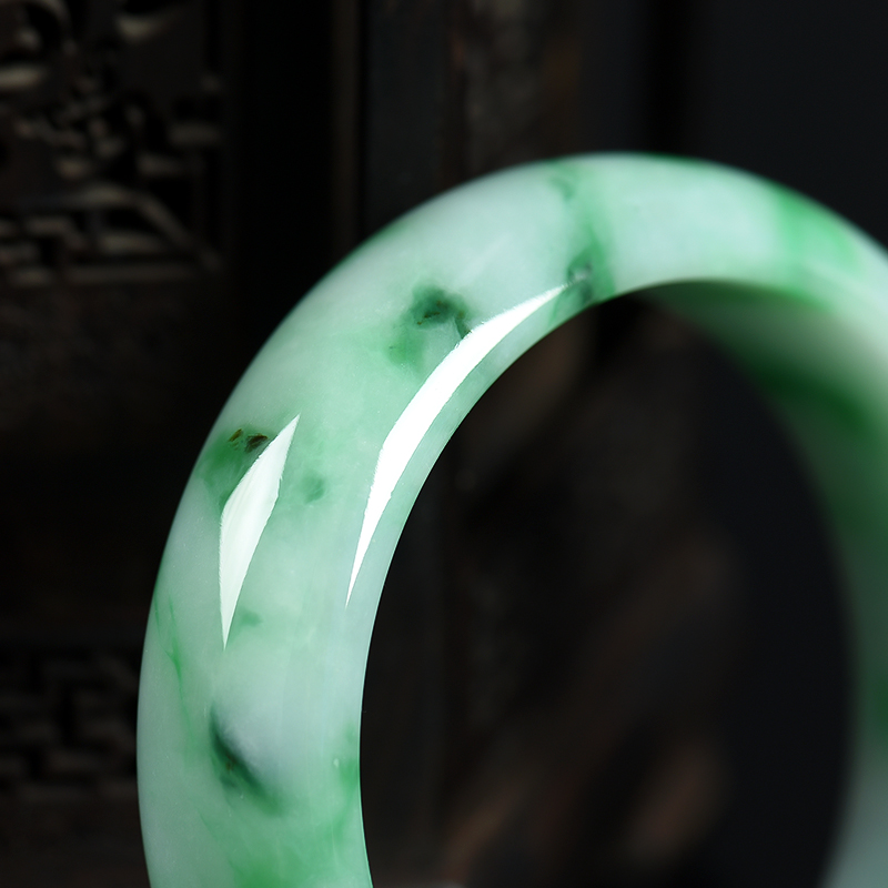 缅甸天然糯种翡翠手镯-红掌柜