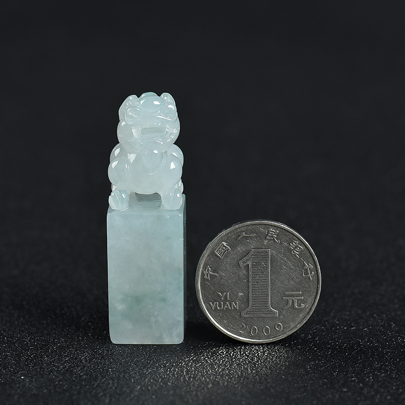 糯种飘花翡翠印章-红掌柜