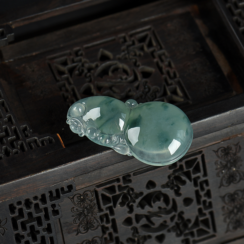 缅甸天然糯冰种翡翠福禄吊坠-红掌柜