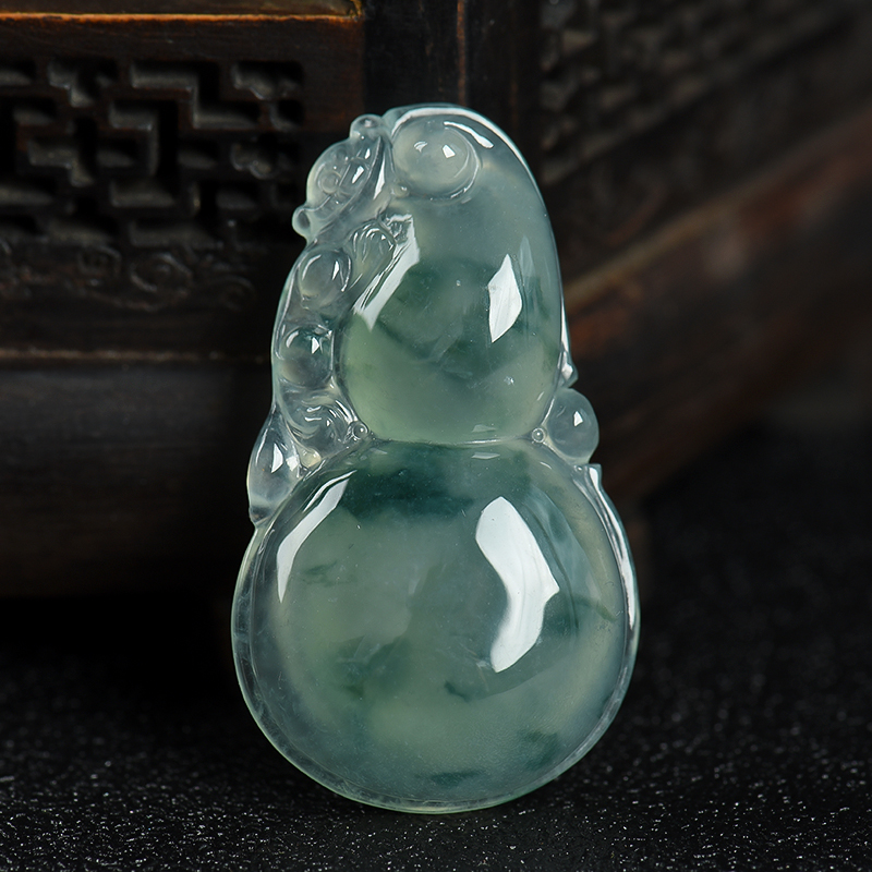 缅甸天然糯冰种飘花翡翠吊坠-红掌柜