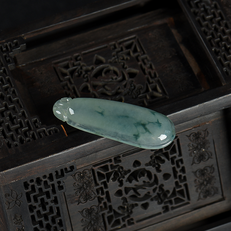 缅甸天然糯种翡翠福瓜吊坠-红掌柜