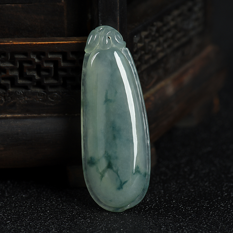 缅甸天然糯种飘花翡翠吊坠-红掌柜