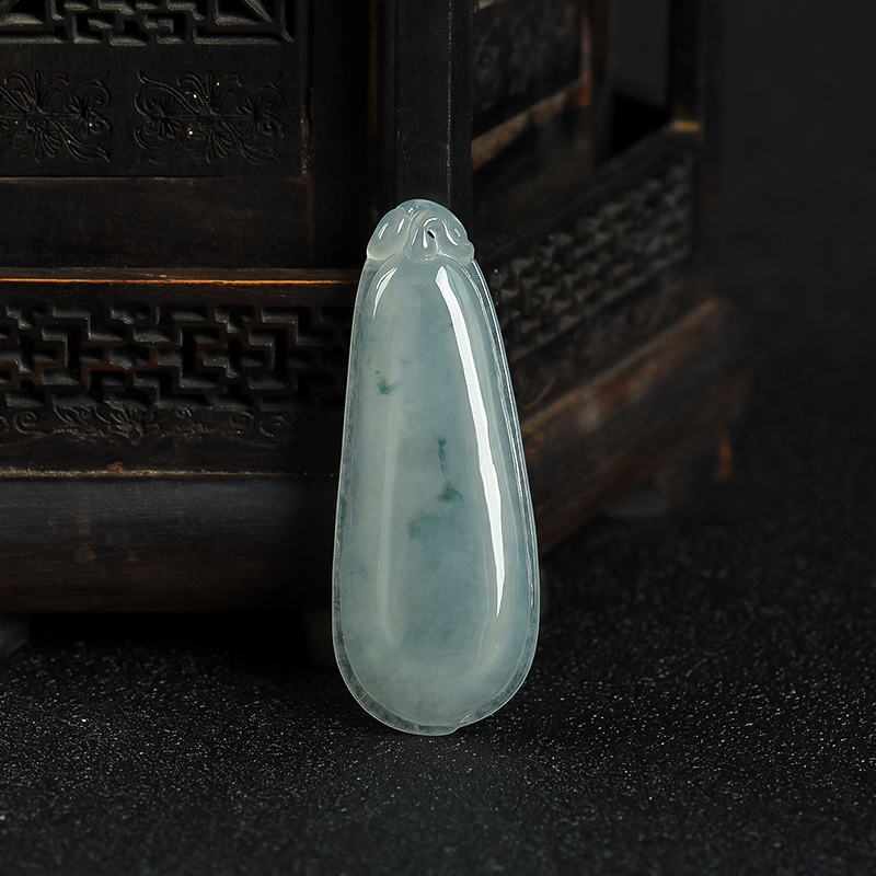 缅甸天然糯种飘花翡翠福瓜吊坠-红掌柜