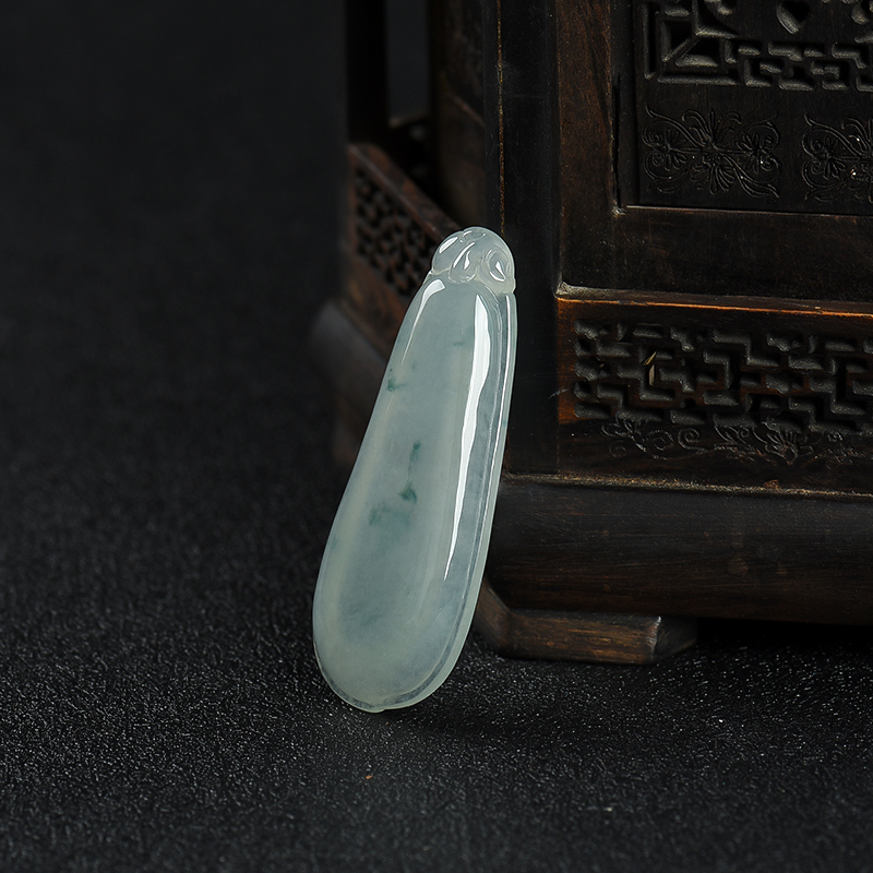缅甸糯种飘花翡翠福瓜吊坠-红掌柜