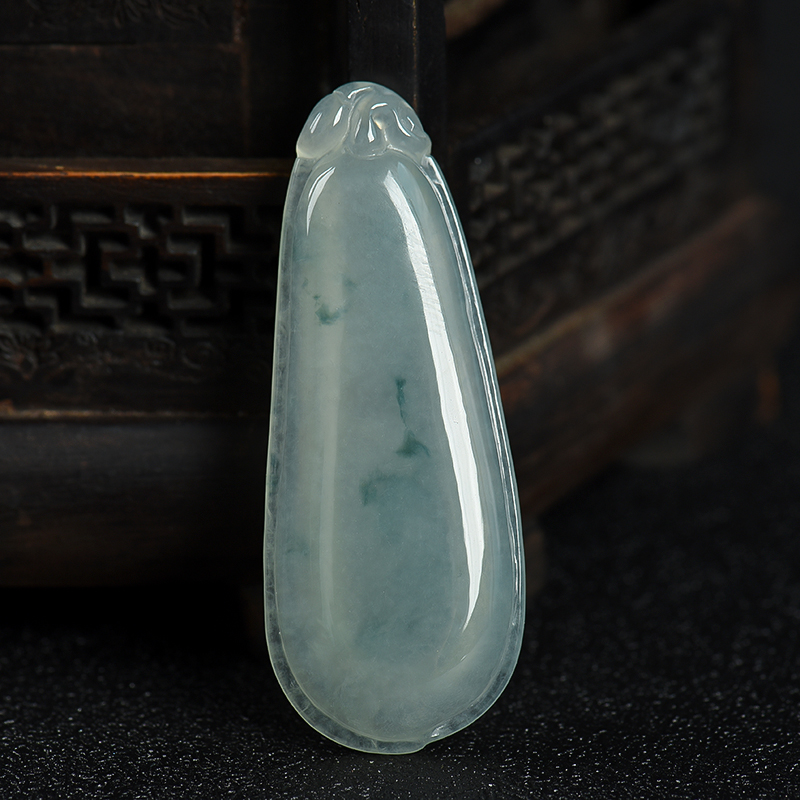 缅甸天然糯种飘花翡翠吊坠-红掌柜