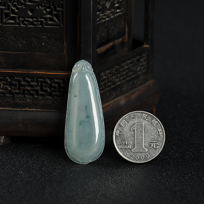 糯种飘花翡翠吊坠-红掌柜