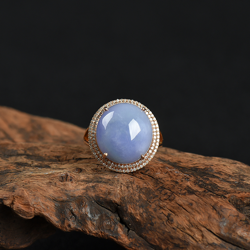 18K豆种紫罗兰翡翠戒指-红掌柜