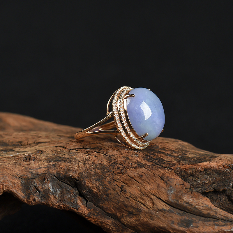 豆种紫罗兰翡翠戒指-红掌柜