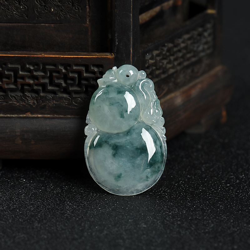 糯种飘花翡翠福禄吊坠-红掌柜