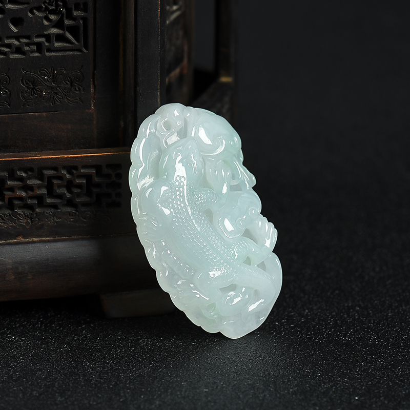 天然糯种翡翠必得幸福吊坠-红掌柜