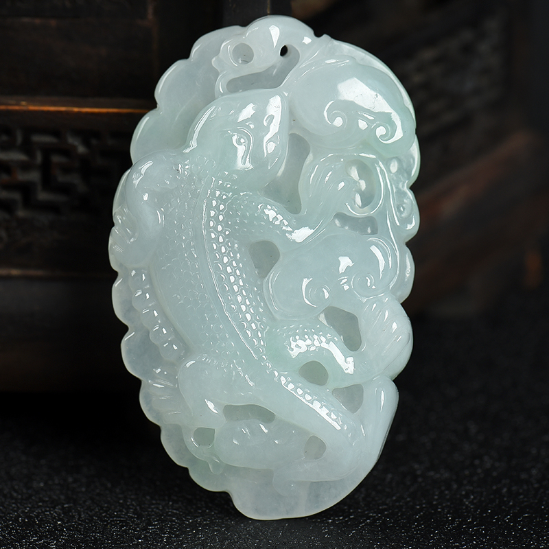 糯种翡翠吊坠-红掌柜