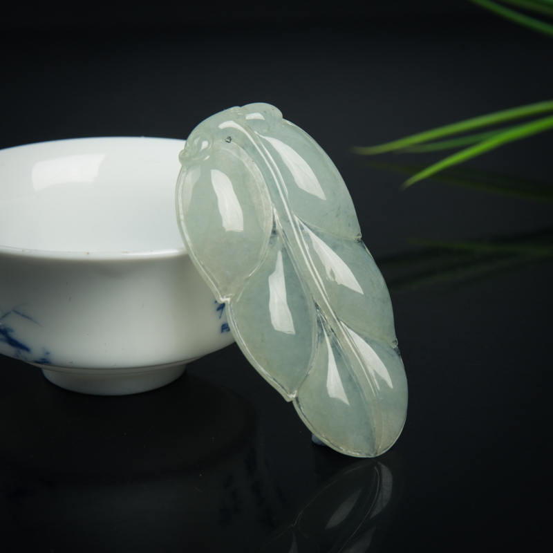 缅甸糯冰种翡翠金枝玉叶吊坠-红掌柜