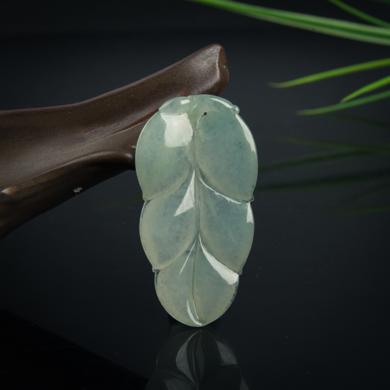 缅甸糯冰种翡翠金枝玉叶吊坠-红掌柜