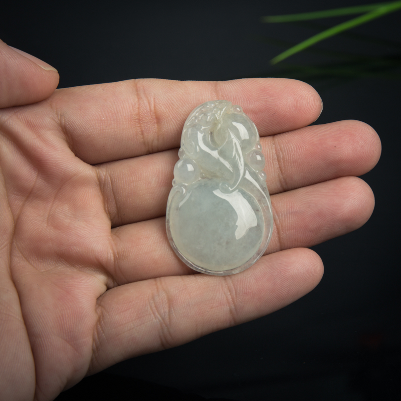 天然糯冰种翡翠福寿吊坠-红掌柜